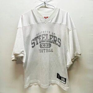 Pittsburgh Steelers NFL Reebok Jersey Men's Large White Gridiron Classics Rare